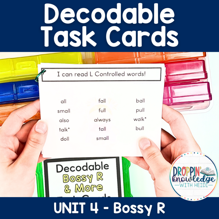 Decodable Task Cards – Bossy R & L – Controlled Words, Phrases, and Sentences!