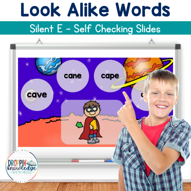 Orthographic Mapping – Look Alike Words CVCE Silent E – Self Checking Slides
