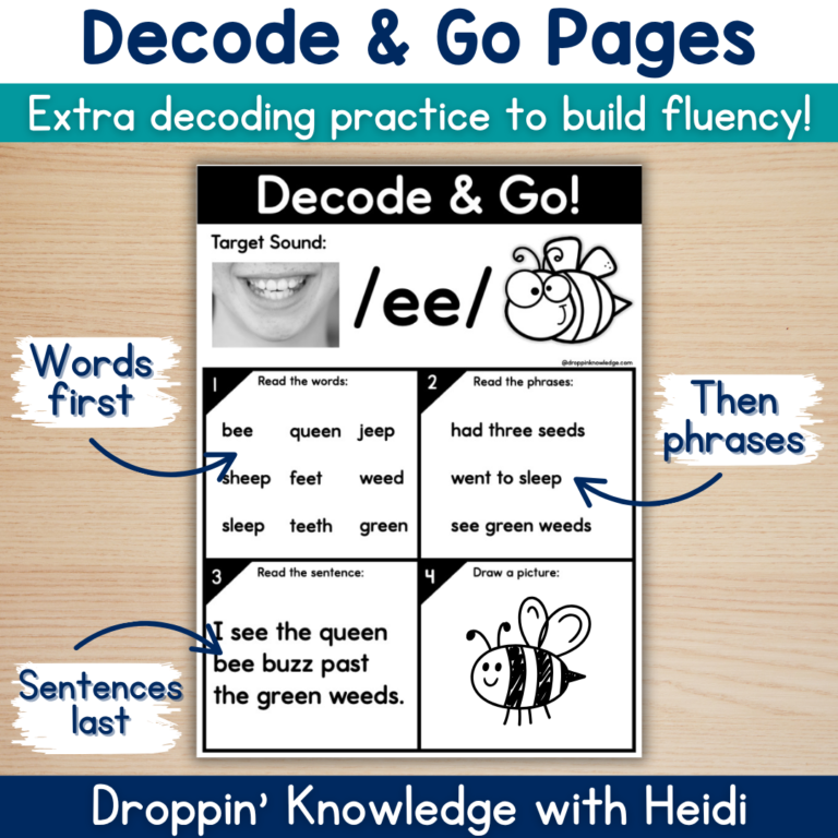 Decode & Go! Quick Skill Practice – Vowel Teams Phonics Decodables