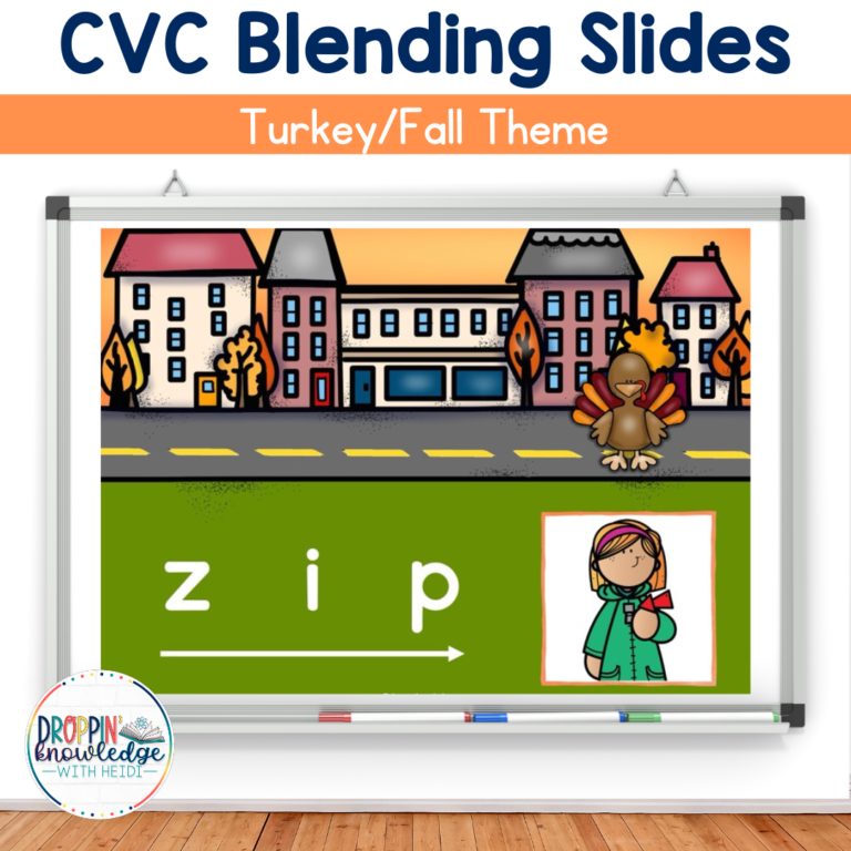 Thanksgiving Phonics CVC Words Blending Slides