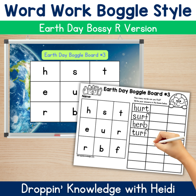 Word Work Boggle Style EARTH DAY Boards CVC, Blends, Digraphs, CVCE Silent E
