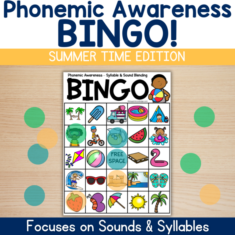 Phonemic Awareness BINGO – Sounds & Syllables – SUMMER VERSION