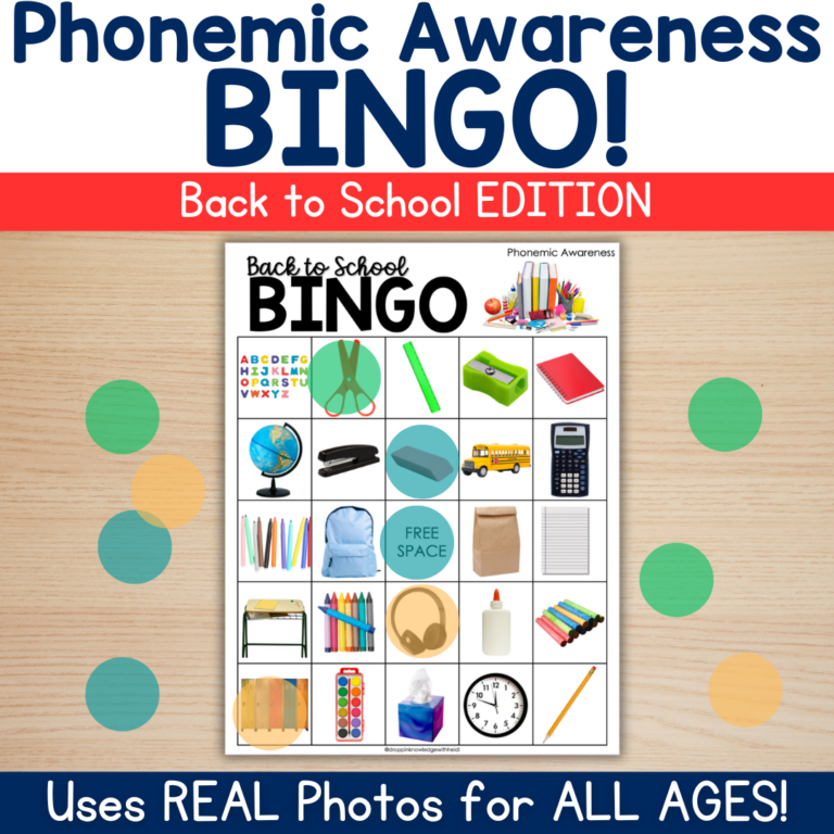 Phonemic Awareness BINGO – Sounds & Syllabes – BACK TO SCHOOL Edition