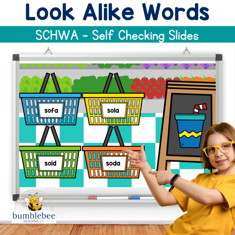 Orthographic Mapping Look Alike Words SCHWA WORDS Self Checking Slides Phonics