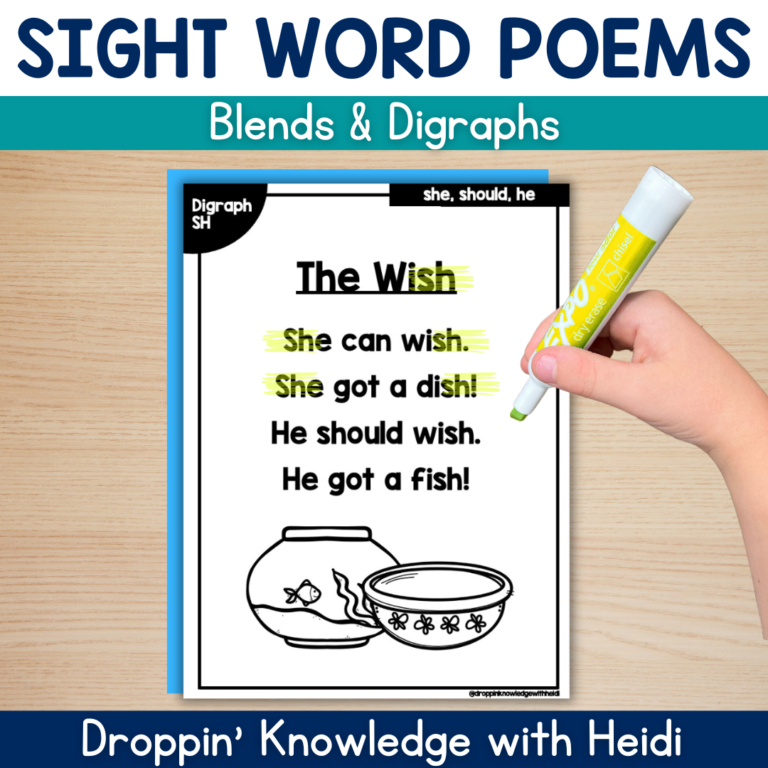 Decodable Sight Word Poems – Blends & Digraphs