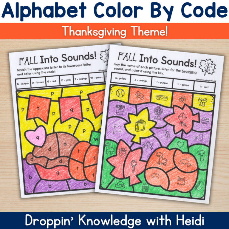 Thanksgiving Phonics Alphabet Color By Code Beginning Sound Uppercase Lowercase