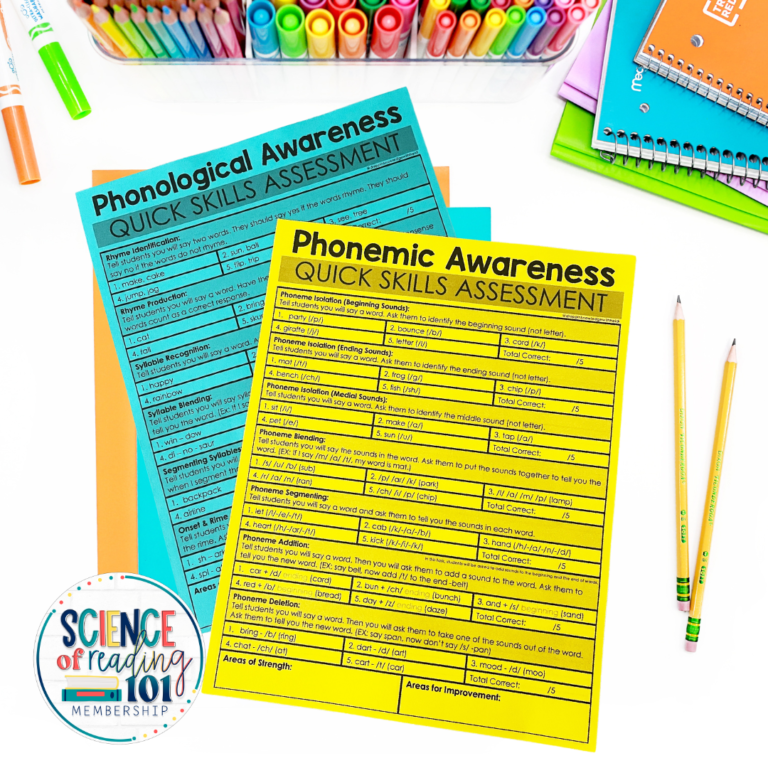Phonemic & Phonological Awareness Quick Check Assessments EXCLUSIVE