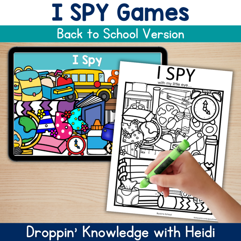 I SPY Phonemic Awareness BACK TO SCHOOL – Beginning Sounds Syllables Rhyming