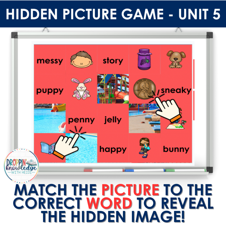 Hidden Picture Decoding Game – Unit 5 Diphthongs, Tricky Y, Schwa