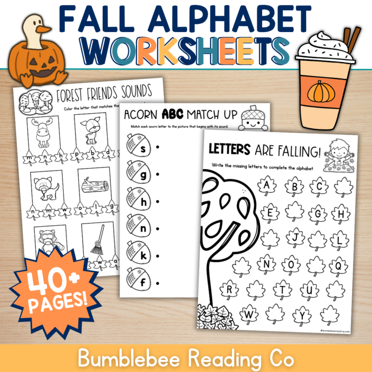 FALL NO PREP Alphabet Beginning Sounds Decodable Worksheets Phonics