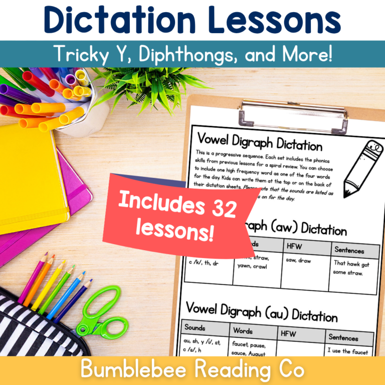 Phonics Spelling Dictation Lesson Plans – Tricky Y, Diphthongs 30+ Lessons!