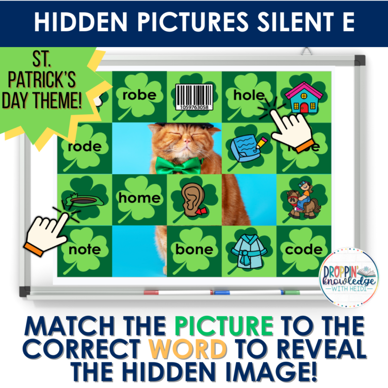 Hidden Picture Silent E CVCE Decoding Game! – Phonics Google Slides No Prep St. Patrick’s Day