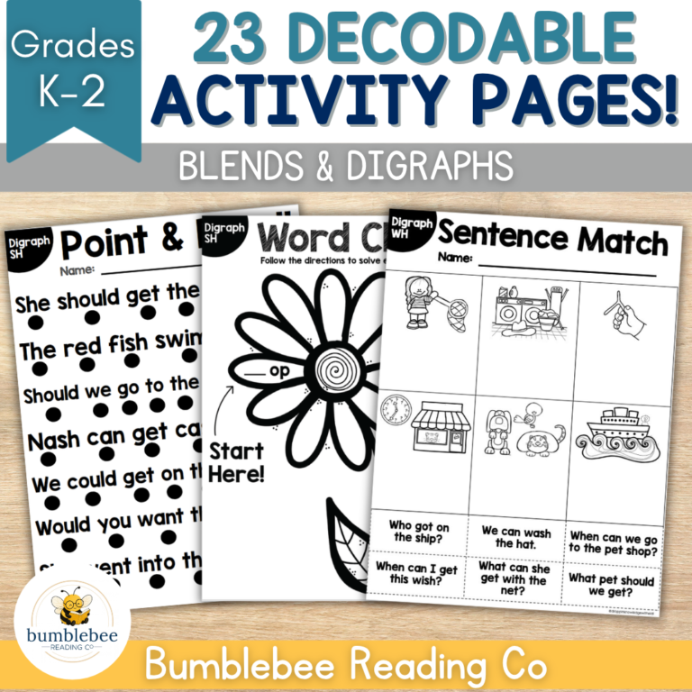 Decodable Activities – Blends & Digraphs – NO PREP Just Print & Go!