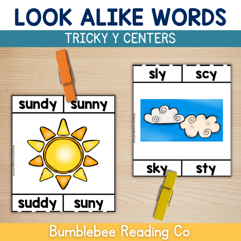 Orthographic Mapping TRICKY Y – Phonics Decoding Reading Look Alike Words Center