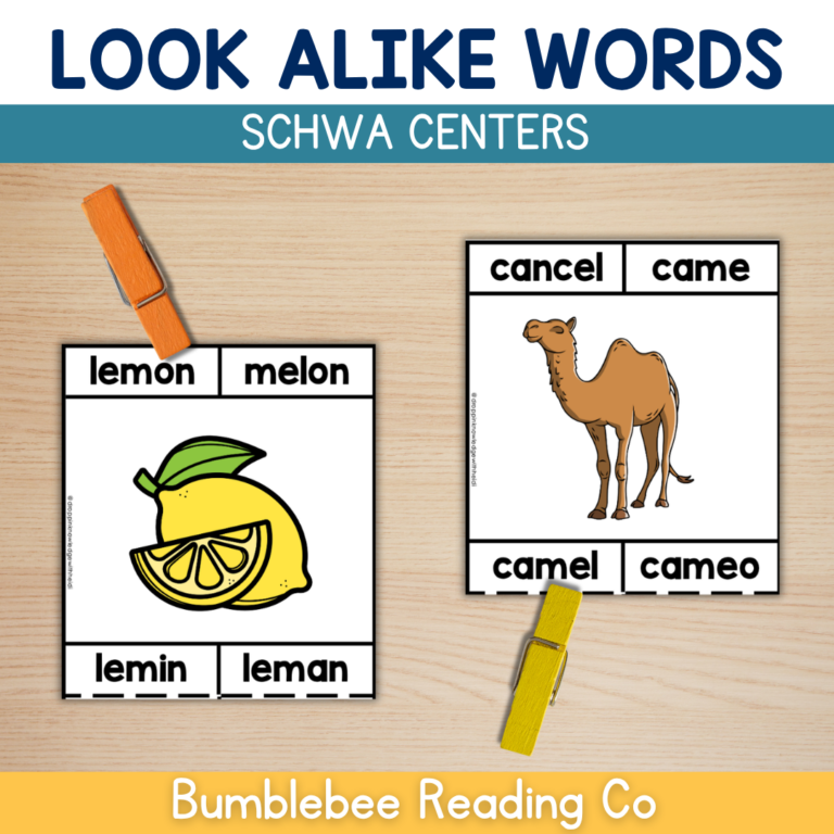 Orthographic Mapping SCHWA – Phonics Decoding Reading Look Alike Words Center