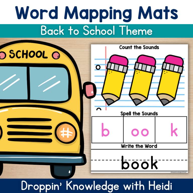 Orthographic Mapping Word Mats -BACK TO SCHOOL Version (Sound Boxes)