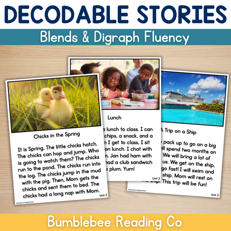 TRUE Decodable Passages – Blends & Digraphs – Unit 2 – Short Stories