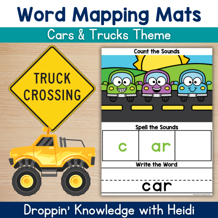 Orthographic Mapping Word Mats -Cars/Monster Truck Version (Sound Boxes)