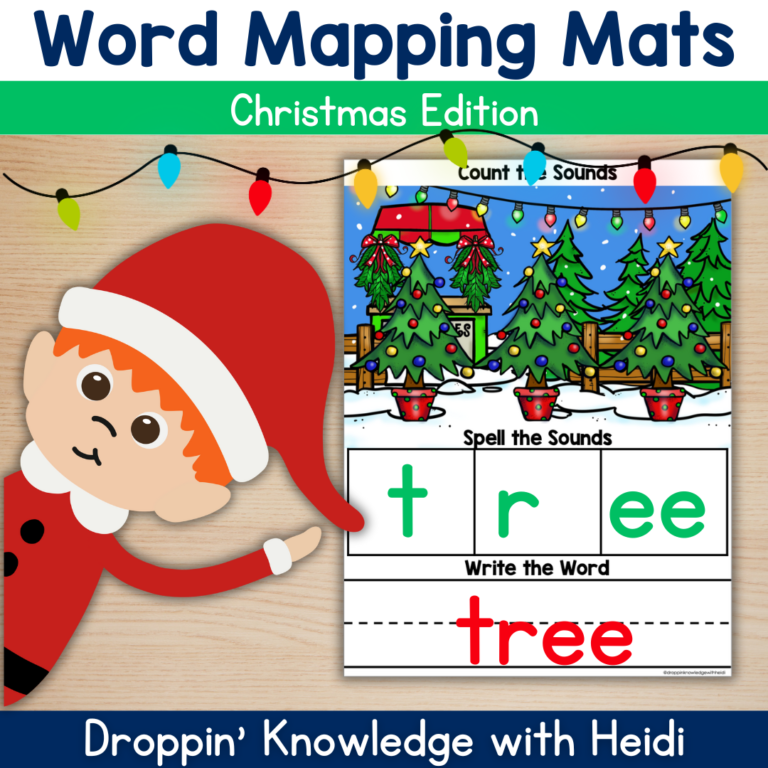 Orthographic Mapping Mats CHRISTMAS (Sound Boxes) Phonics Sight Words