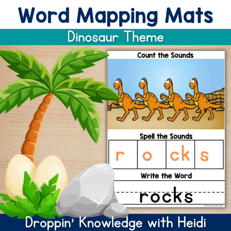 Orthographic Mapping Word Mats Dinosaur Theme (Sound Boxes) Phonics Sight Words