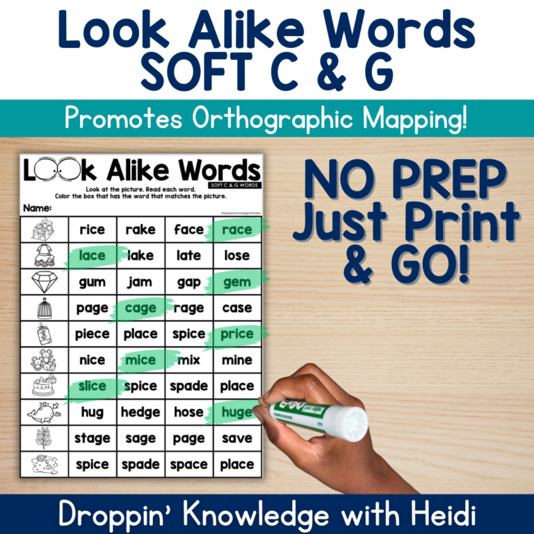Look Alike Words No Prep Printable Pages – Soft C & G