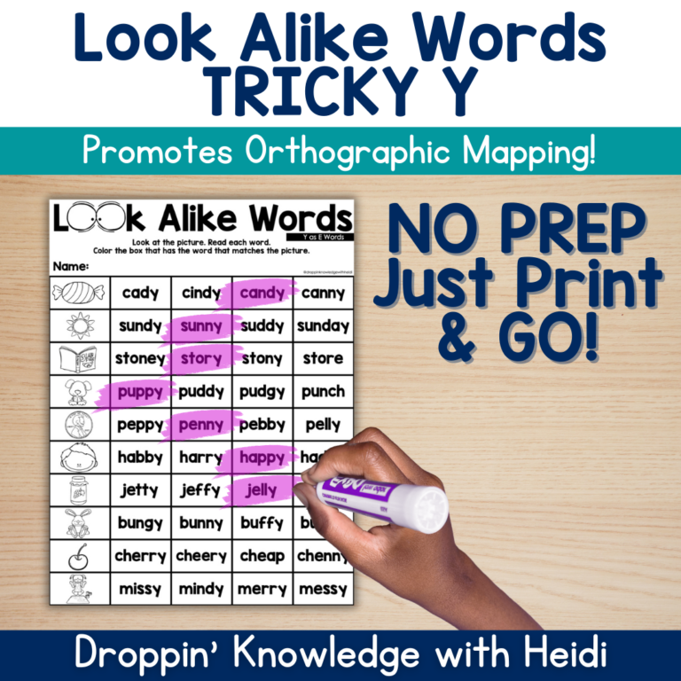 Look Alike Words No Prep Printables – Tricky Y