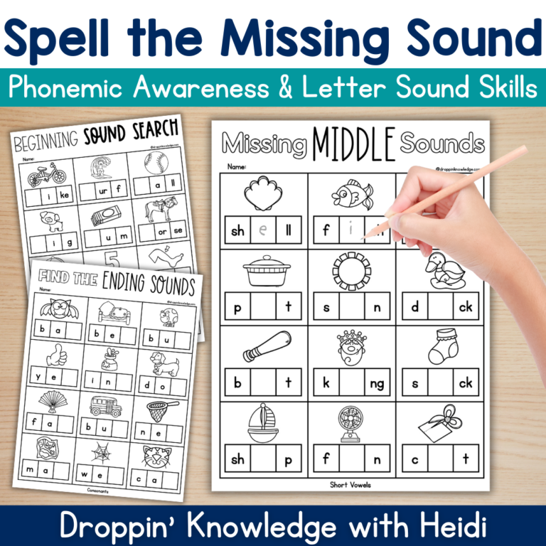 Phonemic Awareness Beginning Middle Ending Sounds Find the Missing Sound Phonics