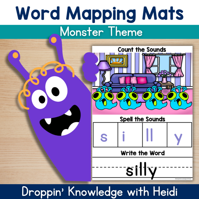 Orthographic Mapping Mats Funny Monster Theme (Sound Boxes) Phonics Sight Words