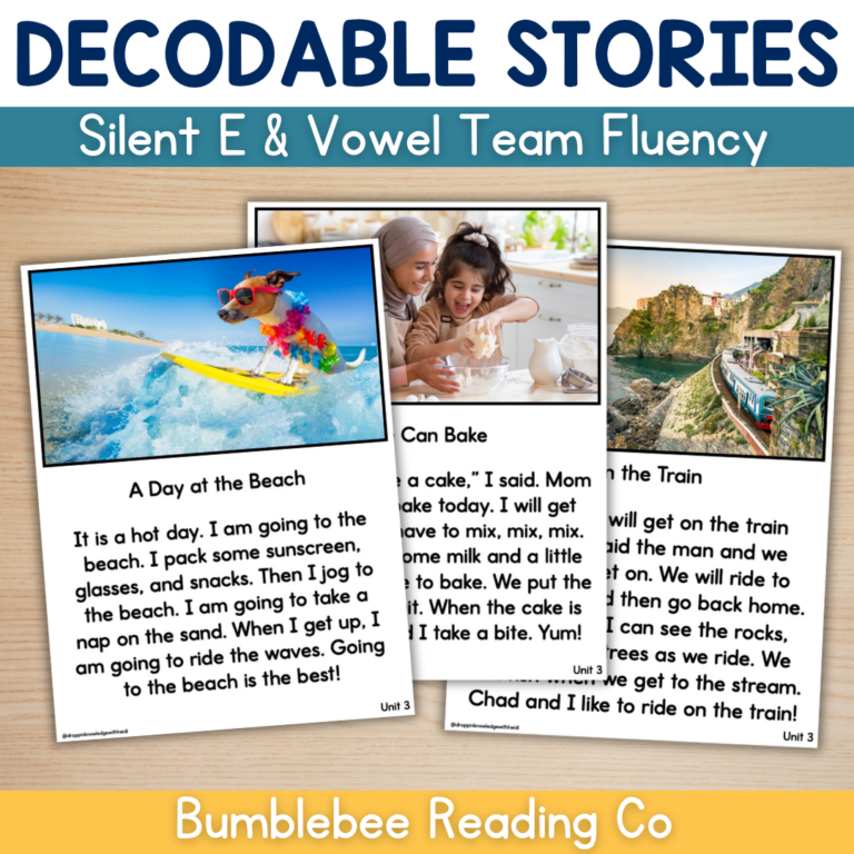 TRUE Decodable Passages – Silent E & Vowel Teams – Unit 3 – Short Stories