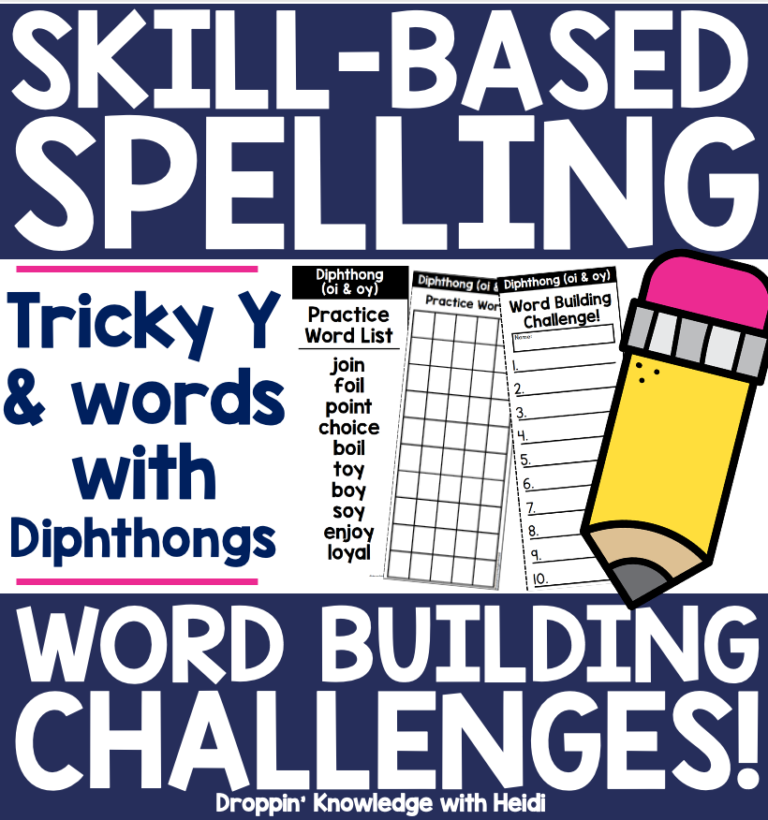 Phonics Skill-Based Spelling Challenges! Diphthongs, Tricky Y & MORE!