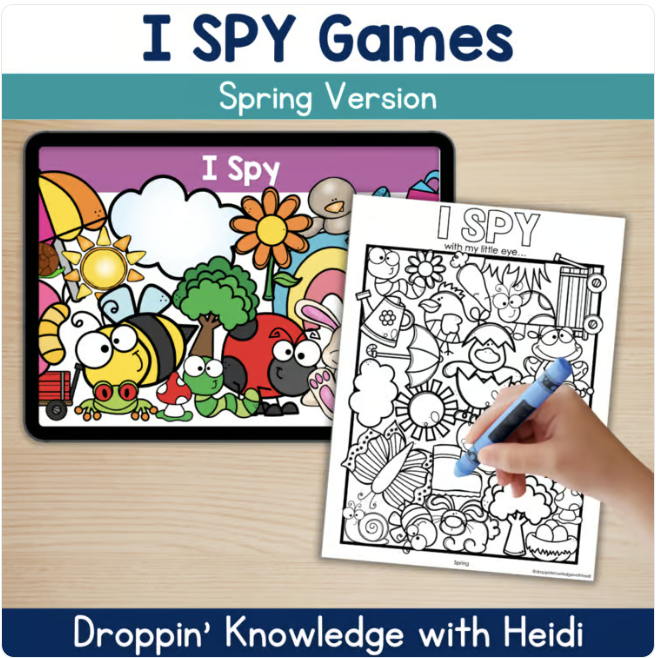 I SPY Phonemic Awareness SPRING VERSION – Beginning Sounds Syllables Rhyming