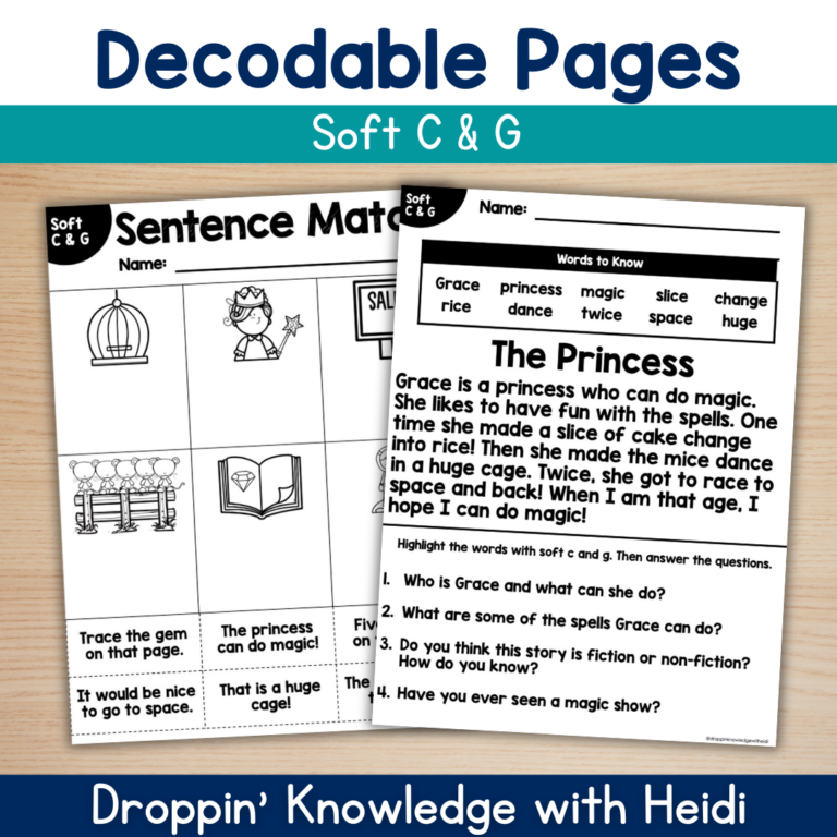 Soft C & G Decodable Book & Activity Pages