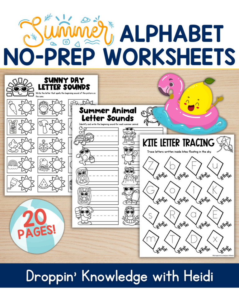 Summer NO PREP Alphabet Worksheets – Perfect for End of the Year Review