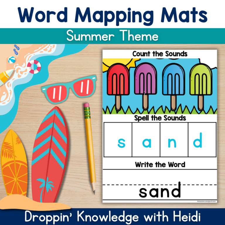 Orthographic Mapping Word Mats -SUMMER Version (Sound Boxes)