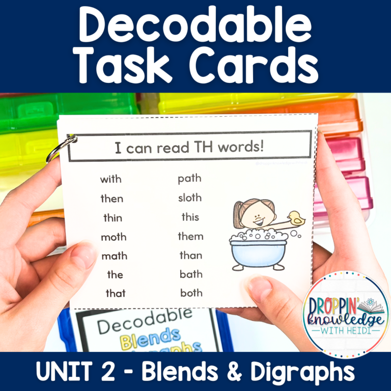 Decodable Task Cards – Blends & Digraphs – Words, Phrases, and Sentences!