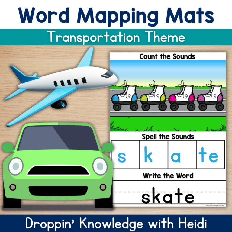 Orthographic Mapping Mats Transportation Theme (Sound Boxes) Phonics Sight Words